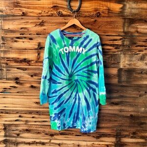 TOMMY HILFIGER | Tommy Tie-Dye Long Sleeve Sweater Dress L